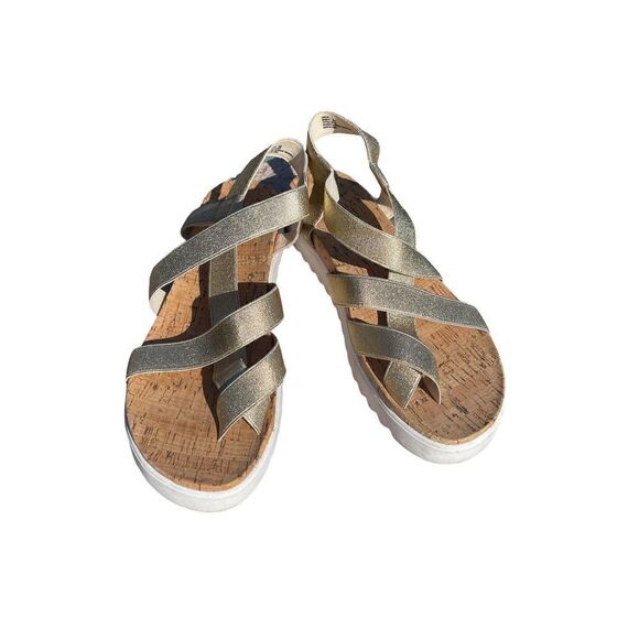 MeToo Gold Elastic Cork Open Toe Strap Sandals Size 9m - Picture 8 of 8